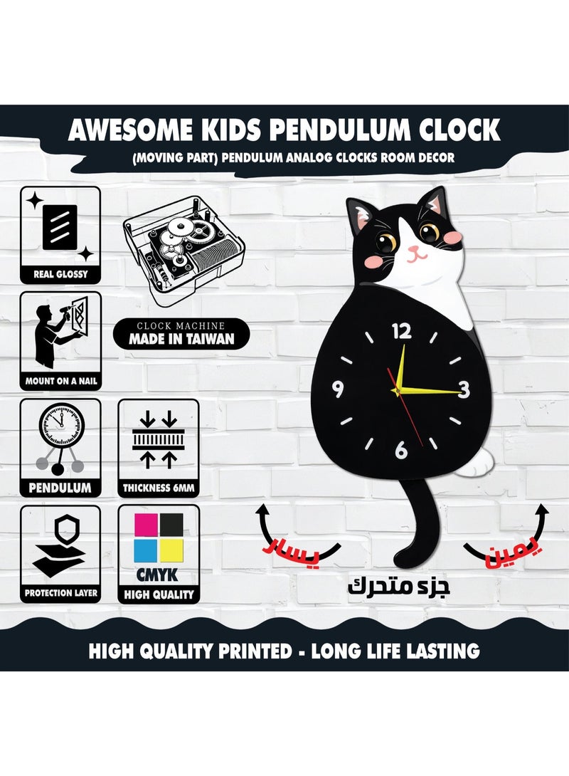 A high-quality, elegantly designed wall clock with a moving pendulum in the shape of a cat, featuring cheerful colors and a gentle movement. It is easy to install and suitable for various uses and decors. - Image 4